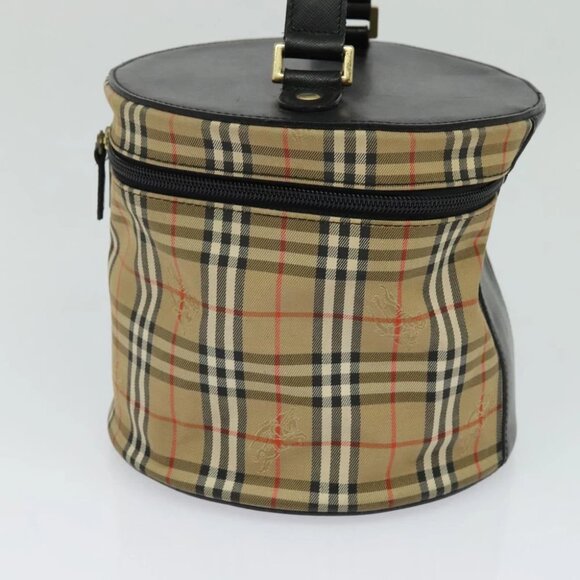 Burberrys Nova Check Vanity Pouch Canvas Beige Gold Auth - Picture 2 of 14